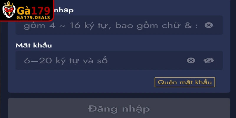 Nhập chính xác tên đăng nhập và mật khẩu đã đăng ký acc trước đó