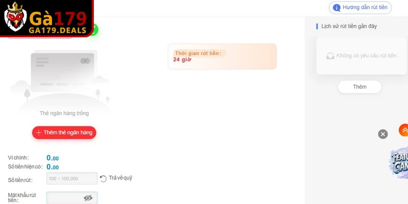 Các bước thao tác rút tiền Ga179 được thiết kế đơn giản